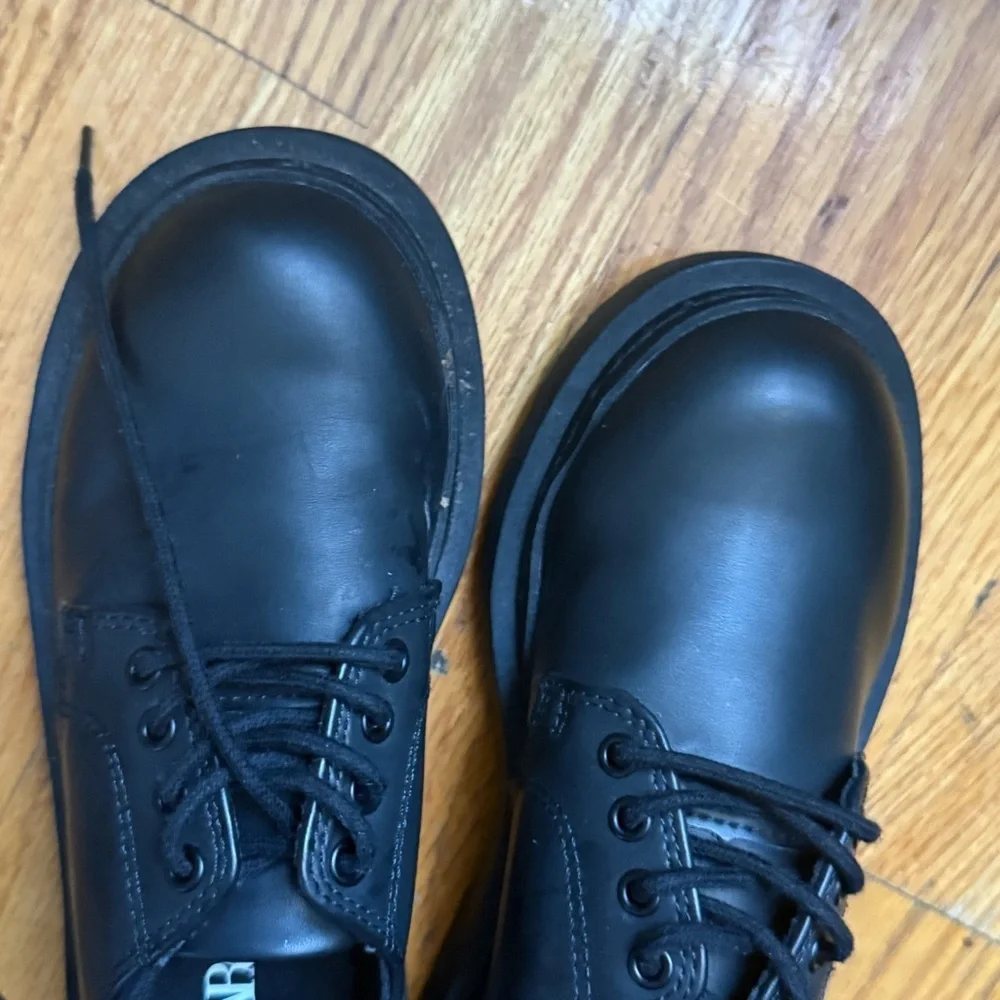 Zara Black Round Toe Oxfords Boys Dress Platform Lace up Shoes EU 31/13.5